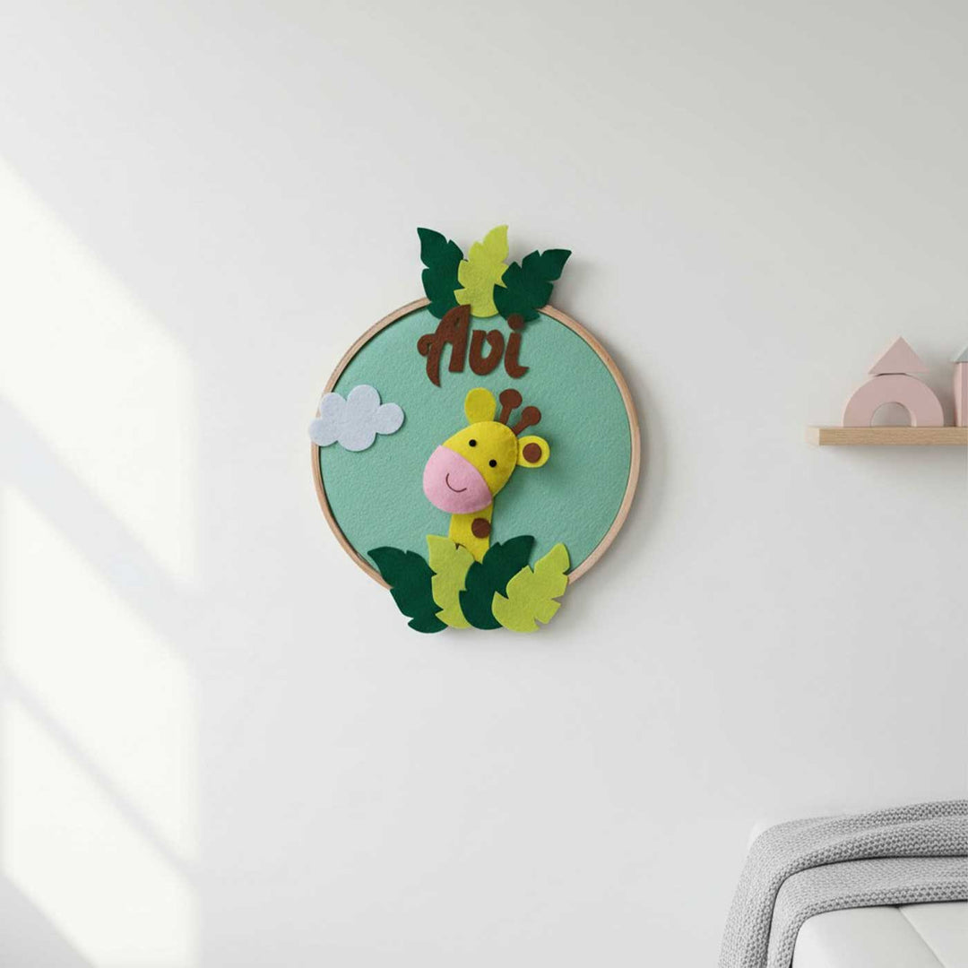 Personalised Giraffe Hoop Felt Nameplate