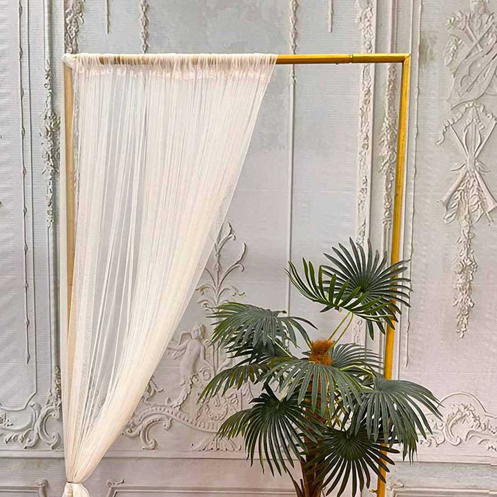 Reusable White Flowy Net Backdrop Drape, Ready-to-Hang for Pooja & Photoshoot Decor