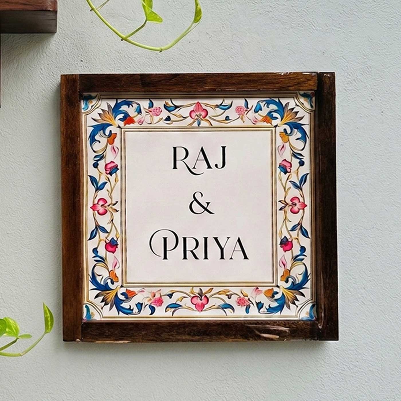 Buy Blooming Floral Personalized Resin Wooden Frame Name Plate Online ...
