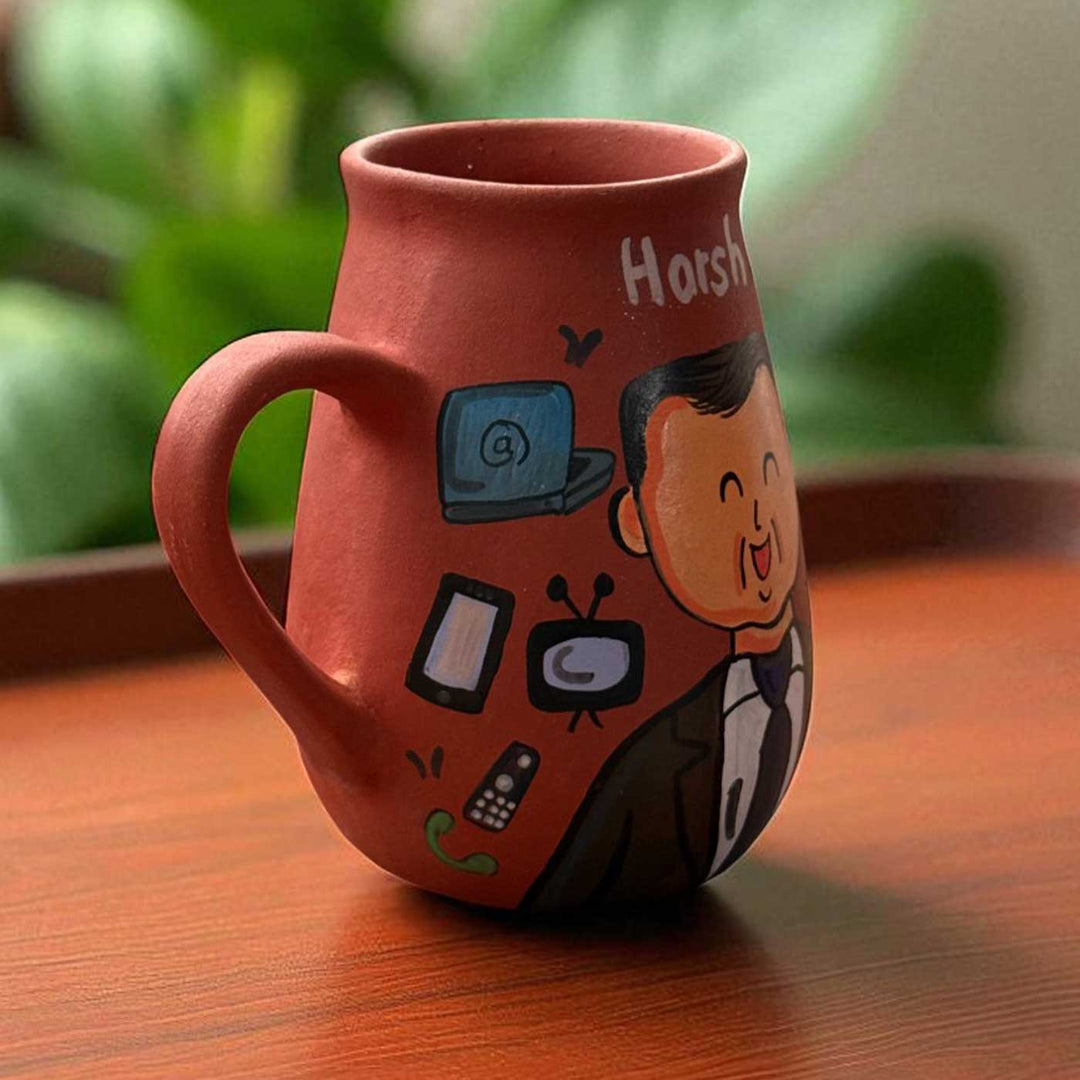Handpainted Photo Personalized Hobby Theme Clay Mug With Doodles