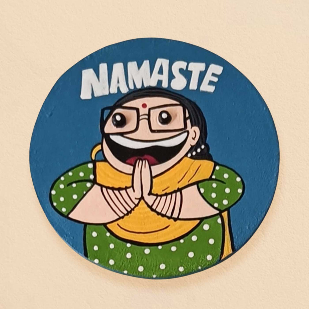 Hand-Painted "Namaste" Pop Art Mdf Wood Fridge Magnet