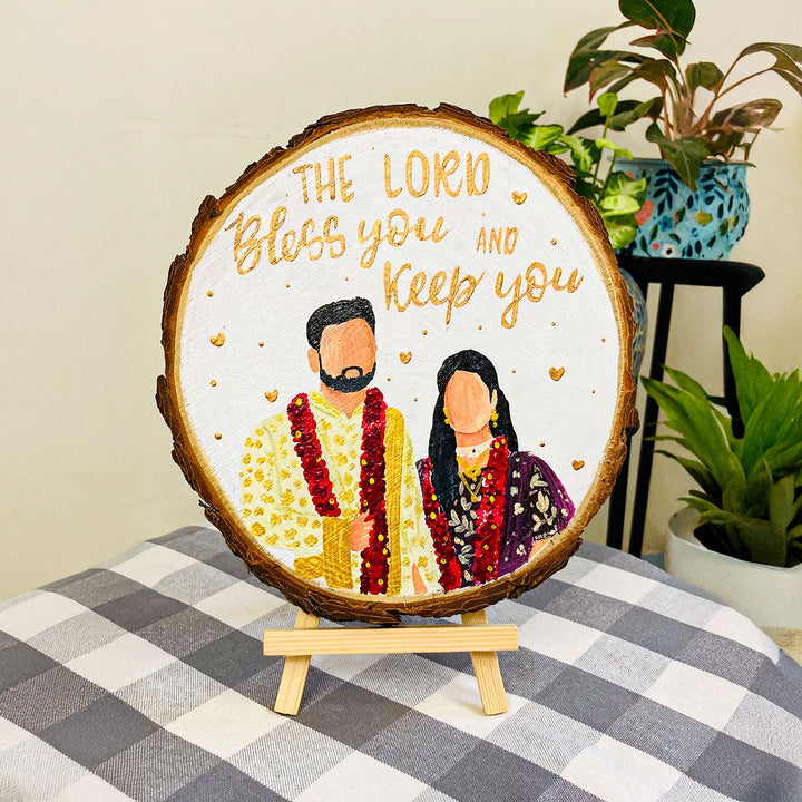 Photo Personalized Hand-Painted Golden Hearts Theme Wooden Decorative Plaque