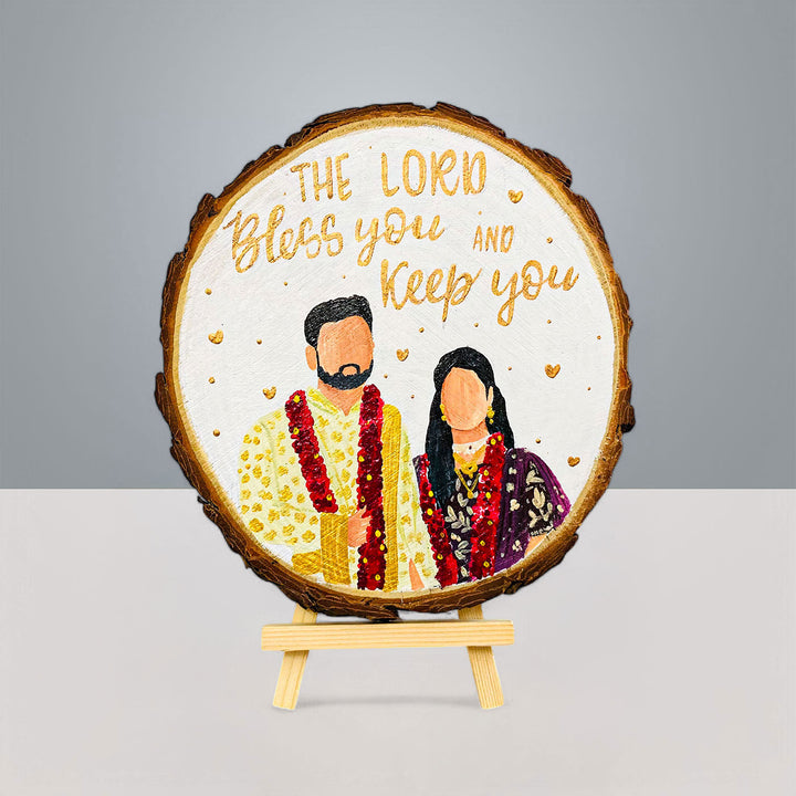 Photo Personalized Hand-Painted Golden Hearts Theme Wooden Decorative Plaque