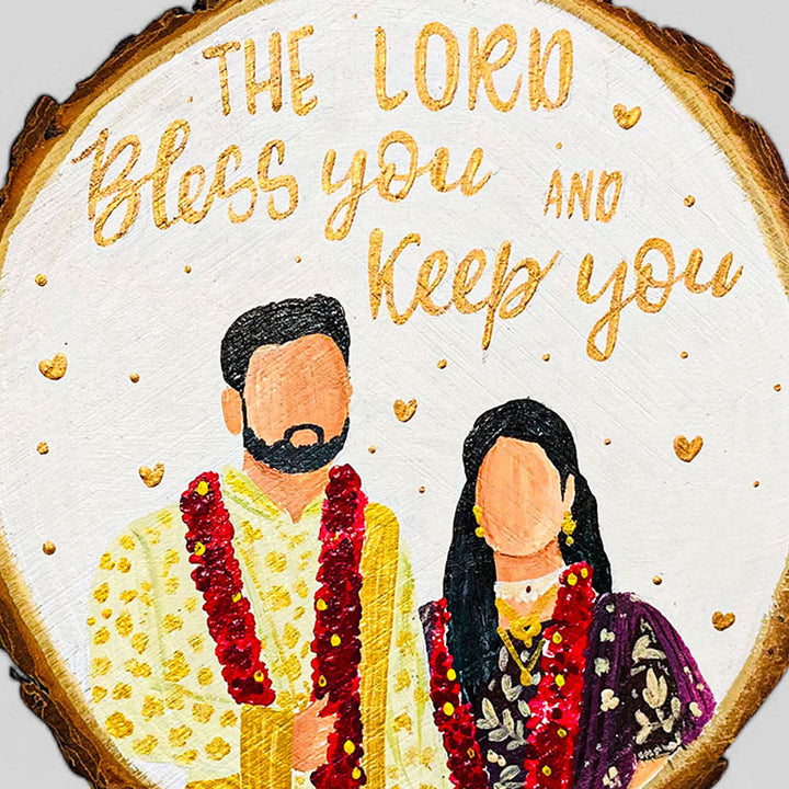 Photo Personalized Hand-Painted Golden Hearts Theme Wooden Decorative Plaque