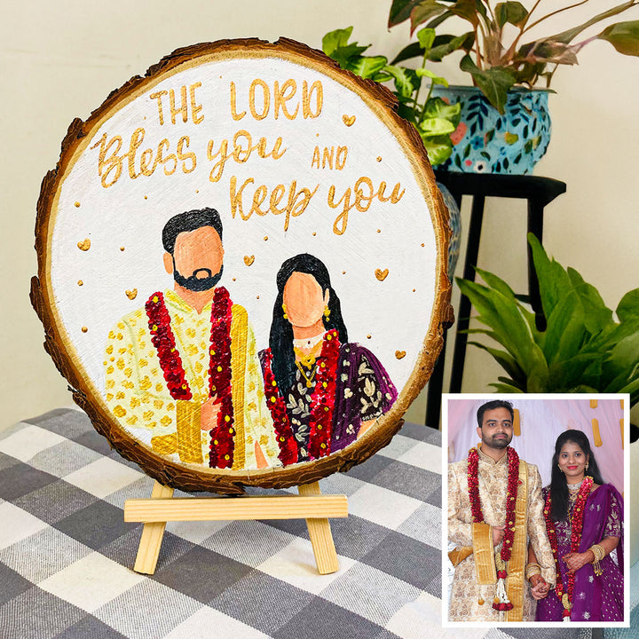 Photo Personalized Hand-Painted Golden Hearts Theme Wooden Decorative Plaque