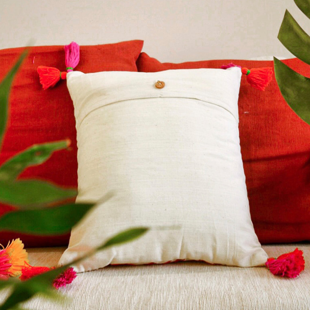 Off White Phulwari Cotton Cushion