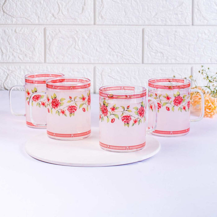 Borosilicate Glass Mugs with Delicate Prints I 220 ML