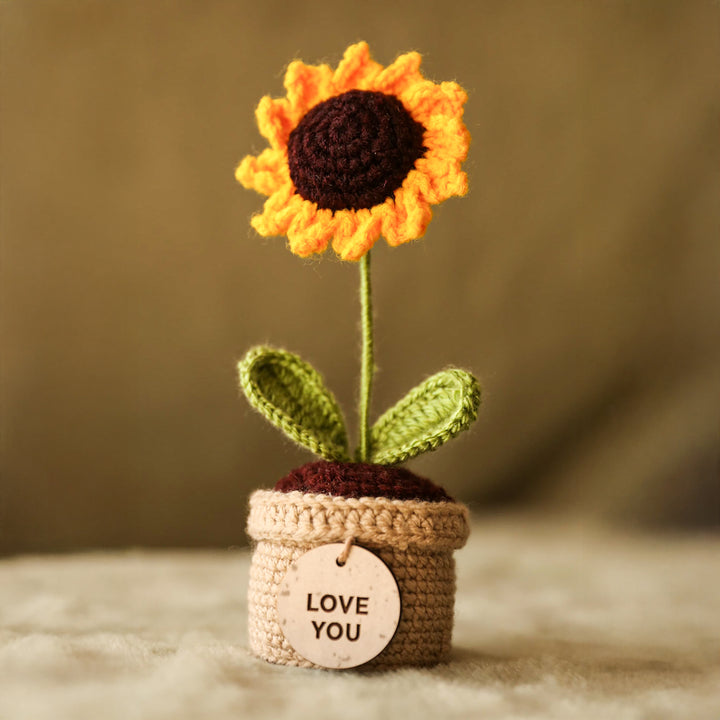 Handmade Crochet Large Sunflower Plant Pot