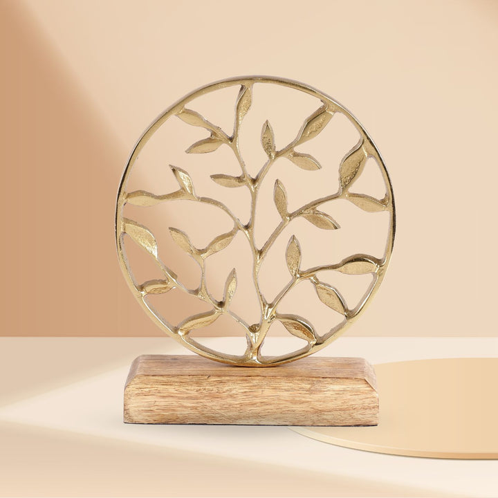Handmade Round Gold Leaves Showpiece