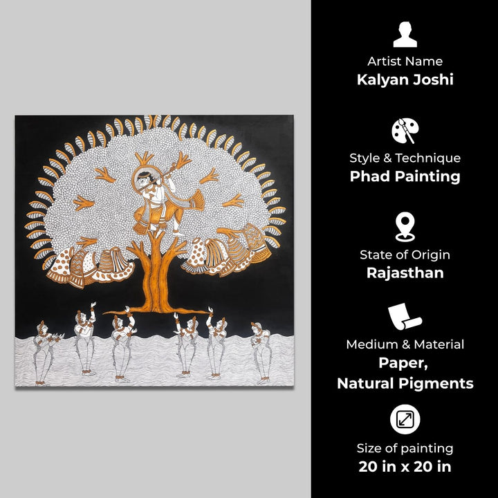 20 X 20 Inch | Krishna Leela Paper Phad Painting