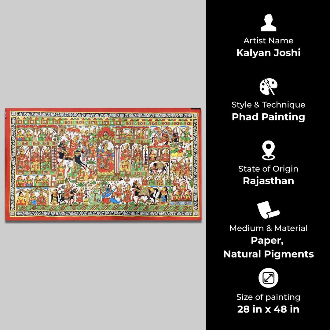 28 X 48 Inch | Story of Pabuji Paper Phad Painting
