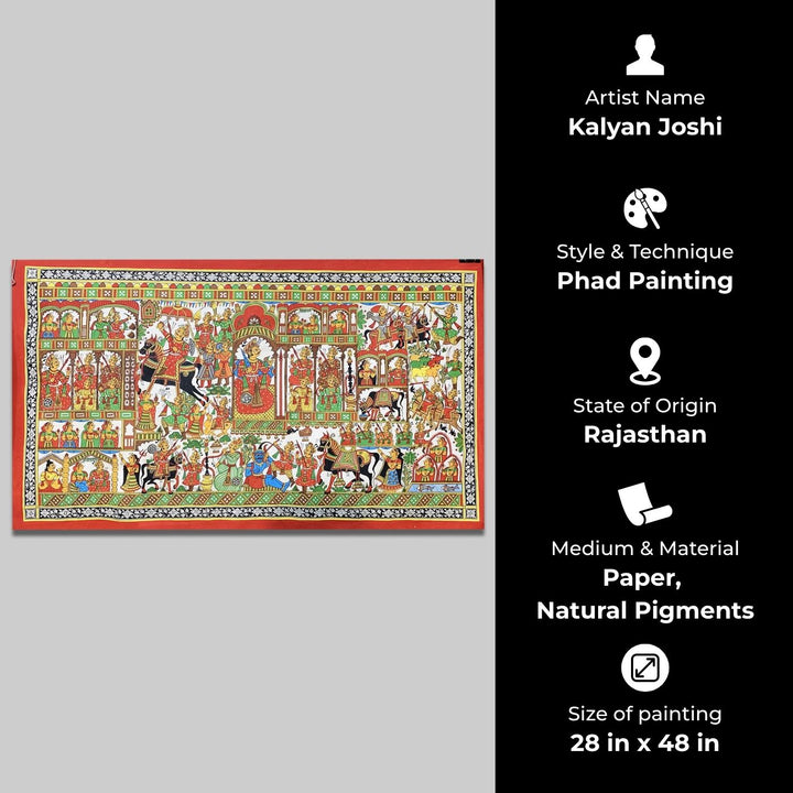 28 X 48 Inch | Story of Pabuji Paper Phad Painting
