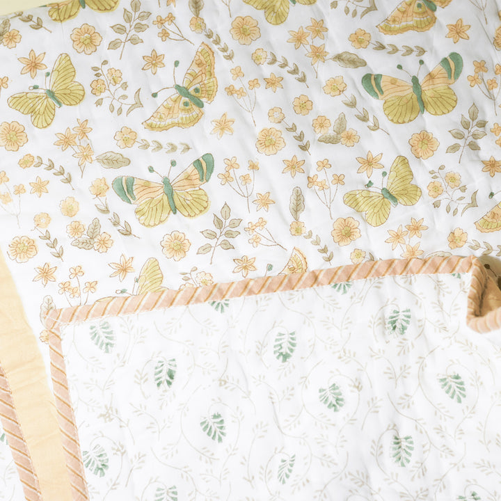 Hand Block Printed Bumble Fly Quilt/Comforter