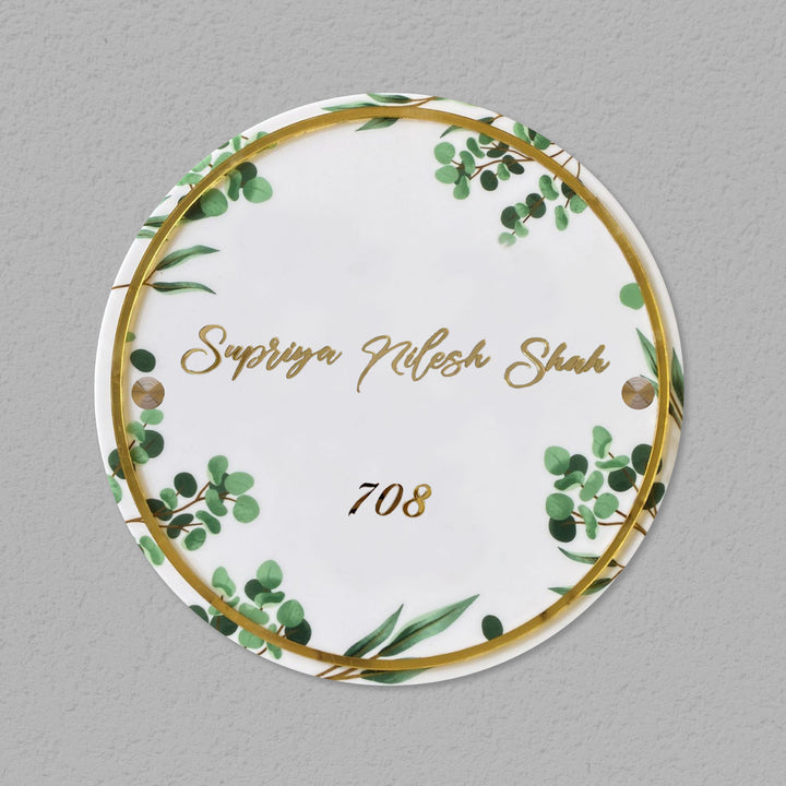 Personalised Acrylic Floral Round Nameplate