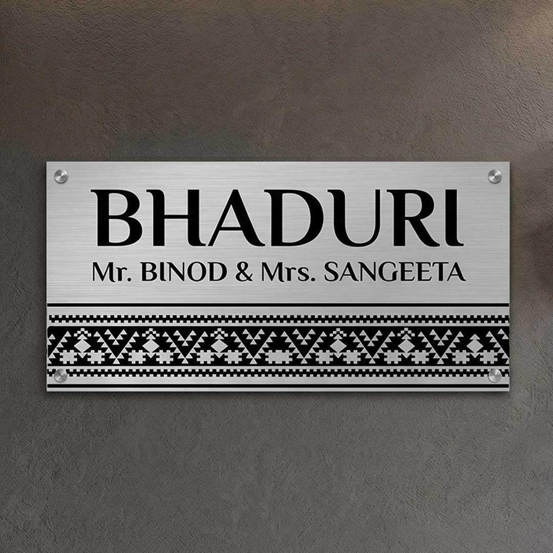 Personalized Minimal Line Art Stainless Steel Name Plate