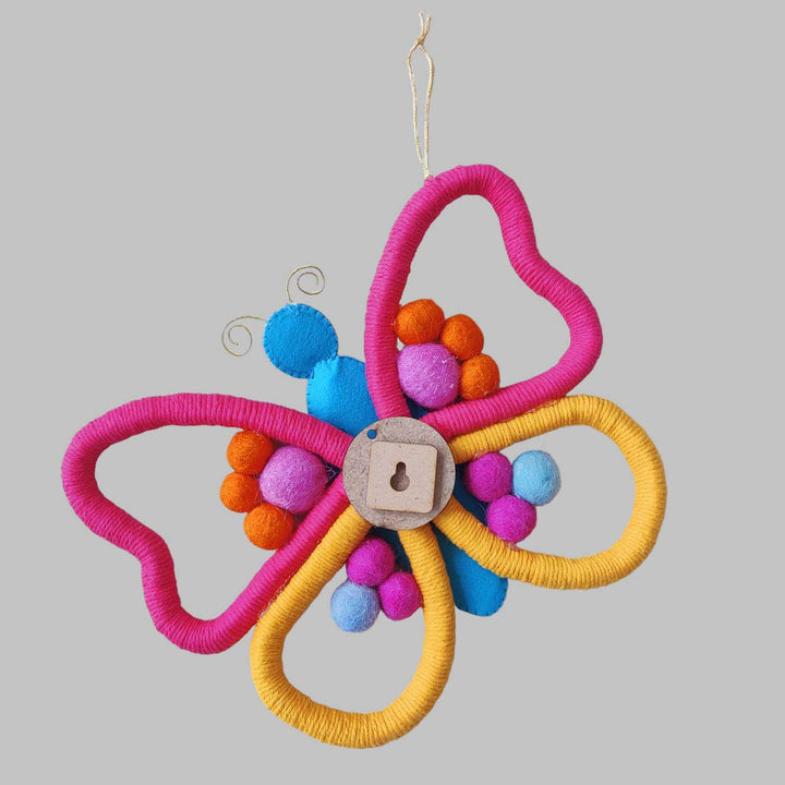Personalized Handmade Macrame Butterfly Kids Name Plate With 3D Letters