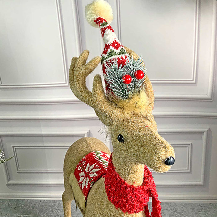 Themed Brown Deer Woolen Decor For Christmas Table Decoration