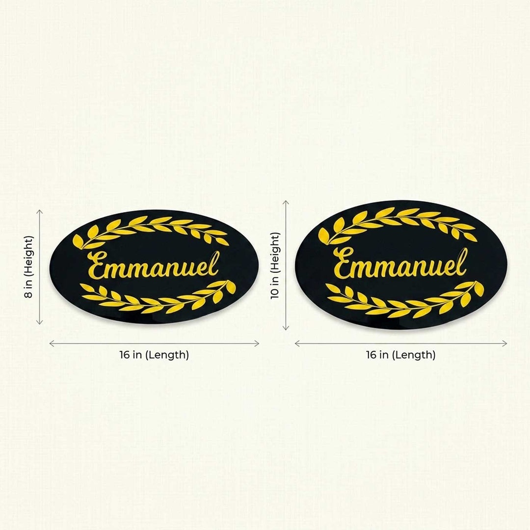 Oval Black Coloured Personalized Acrylic & Resin Name Plate For Home