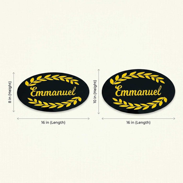 Oval Black Coloured Personalized Acrylic & Resin Name Plate For Home