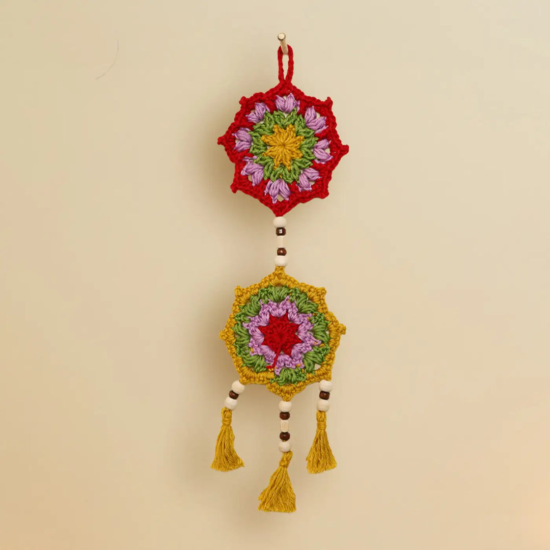Handmade Beaded Mandala Theme Crochet Hanging