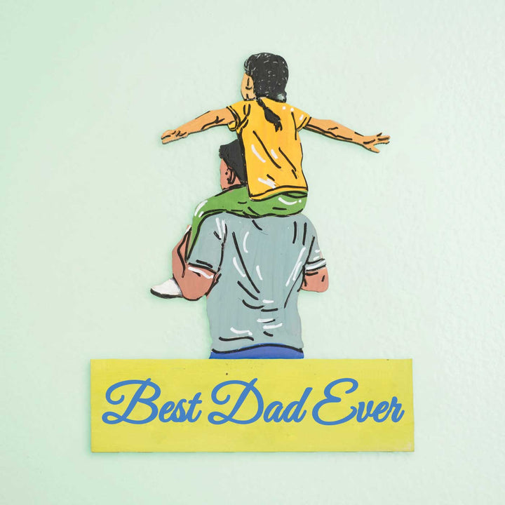 Personalized Cute Dad & Daughter Theme MDF Wood Fridge Magnet For Fathers