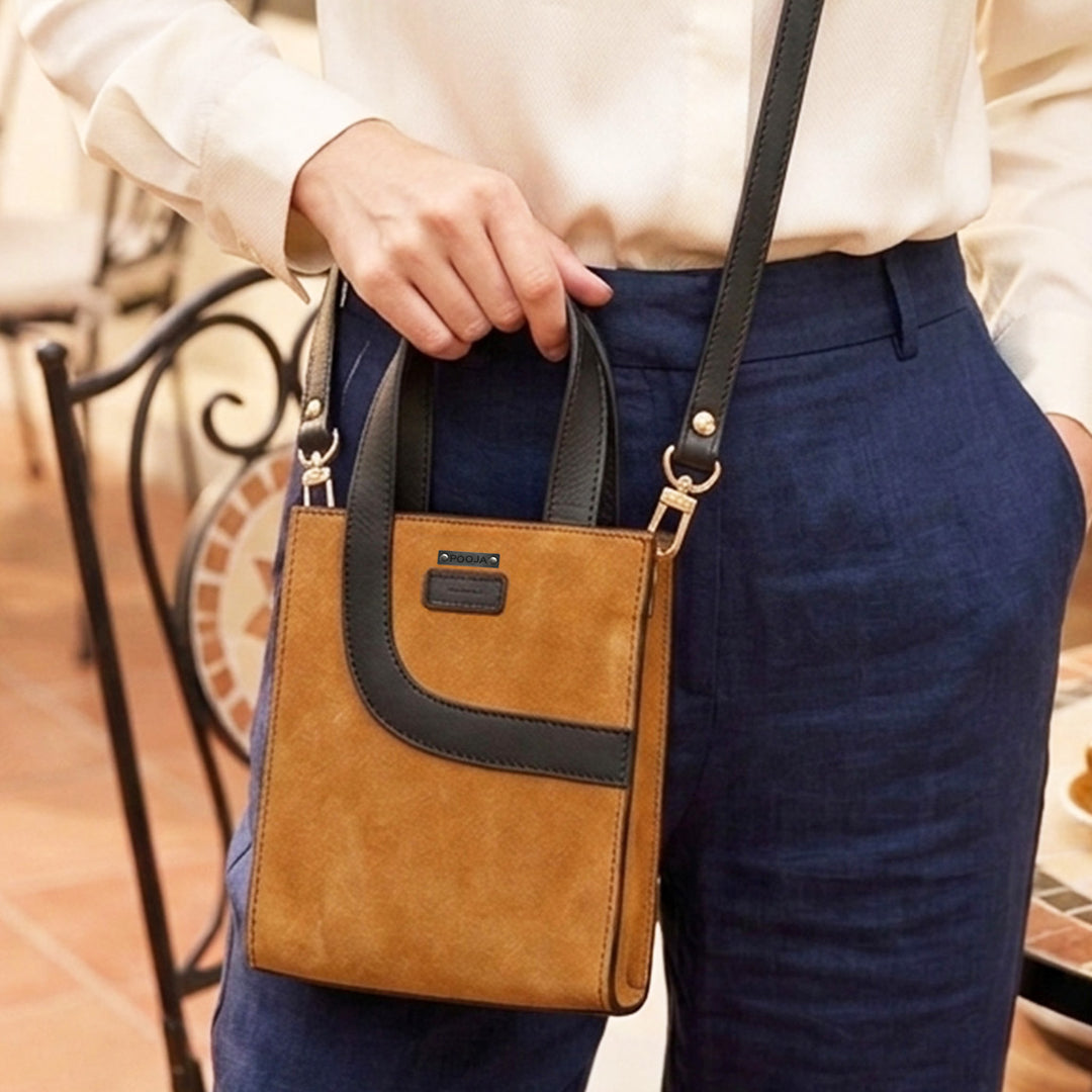 Mini Personalized Orange Monica Leather Handbag With Sling