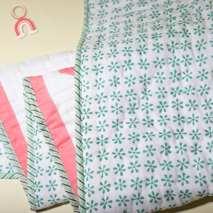 Hand Block Printed Pebble and Puff Quilt/Comforter