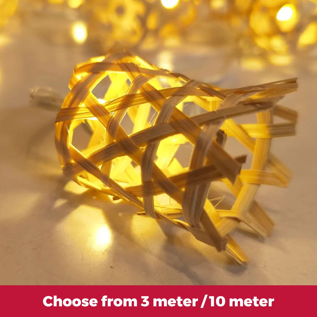 Bell Shaped Eco-Friendly Handmade Woven Bamboo LED Fairy Light