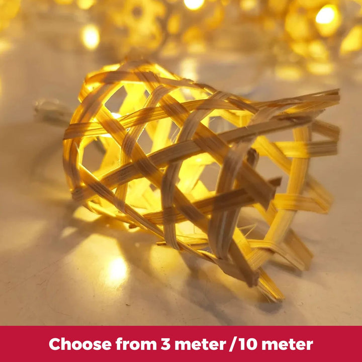 Bell Shaped Eco-Friendly Handmade Woven Bamboo LED Fairy Light