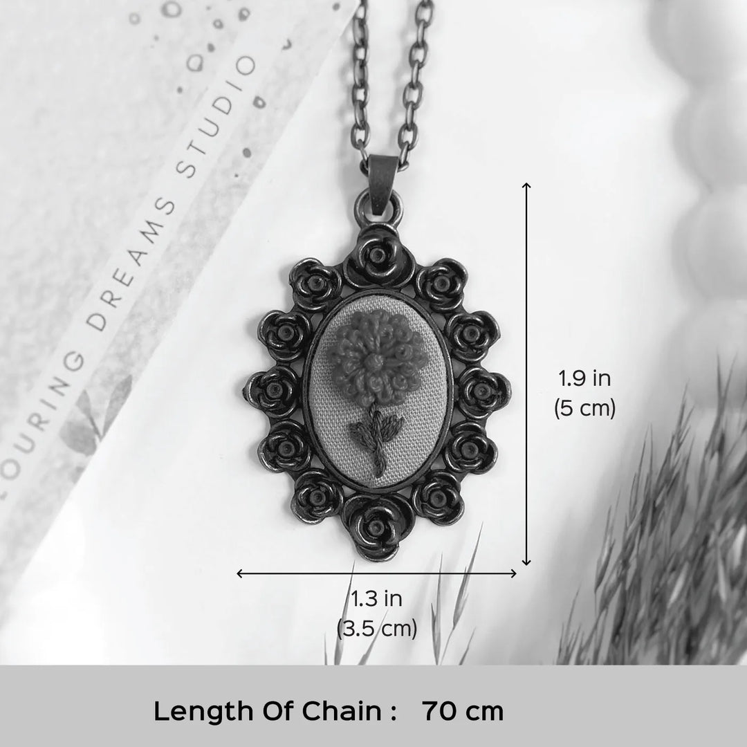 Hand Embroidered Vintage Floret Antique Finish Necklace