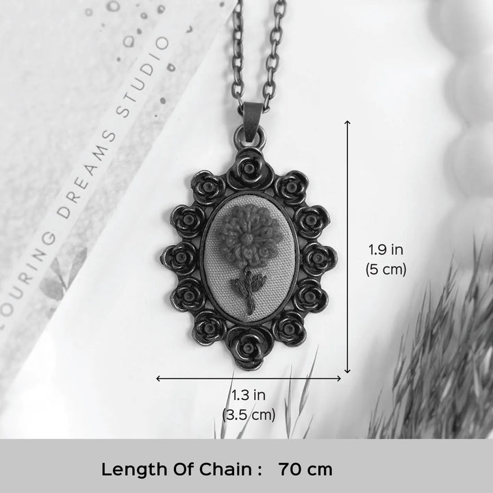 Hand Embroidered Vintage Floret Antique Finish Necklace