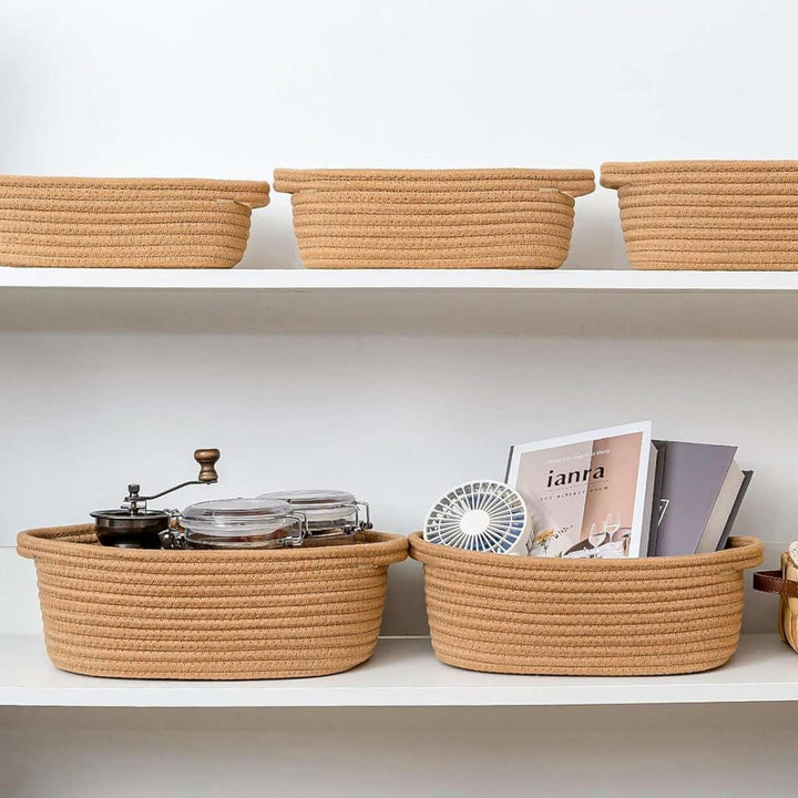 Handmade Coil Basketry Cute Cotton Rope Storage Baskets | Set Of 5