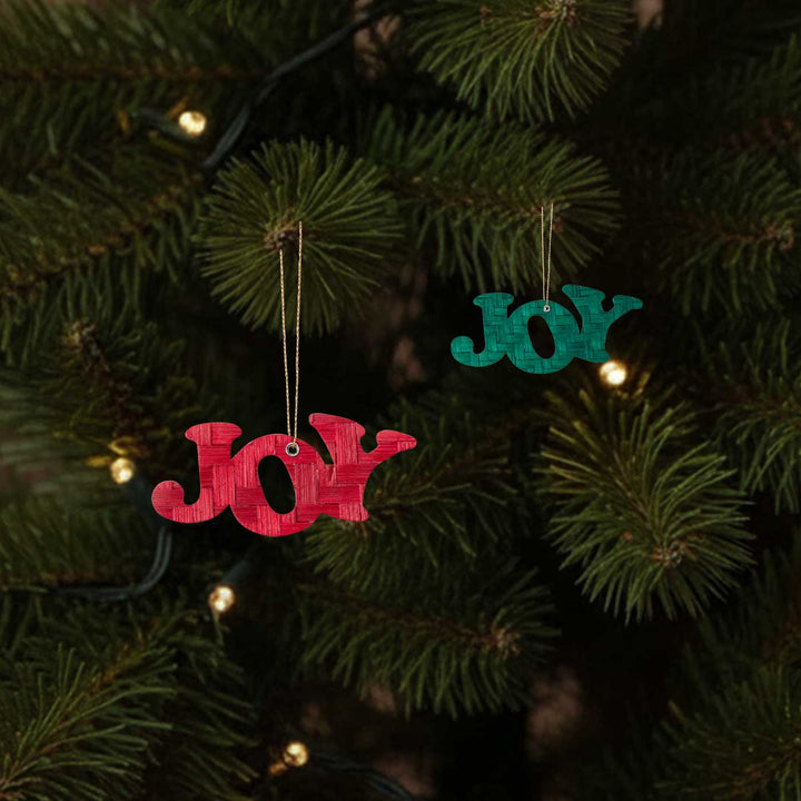 Handmade Bamboo Joy Hanging Christmas Ornaments