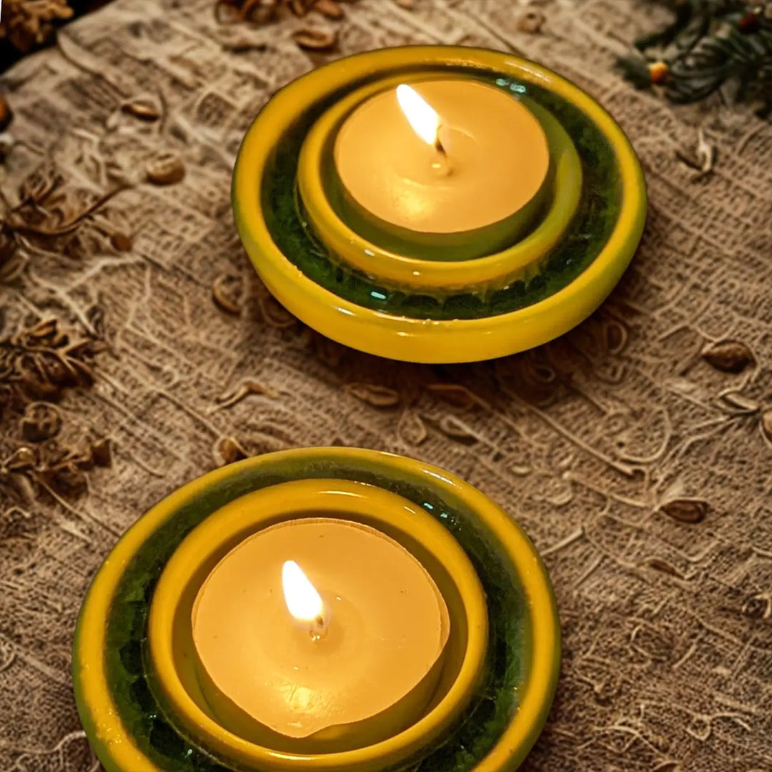 Hand-Painted Decorative Round Ceramic Tealight Holders