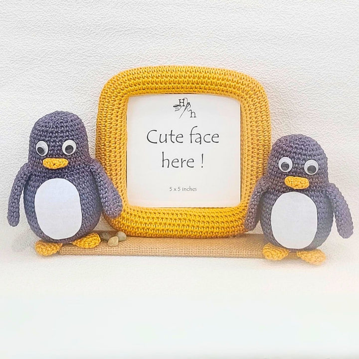 Handmade Crochet Penguin Photo Frame for Kids