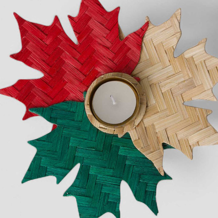 Handmade Bamboo Multicolored Maple Tea Light Holder