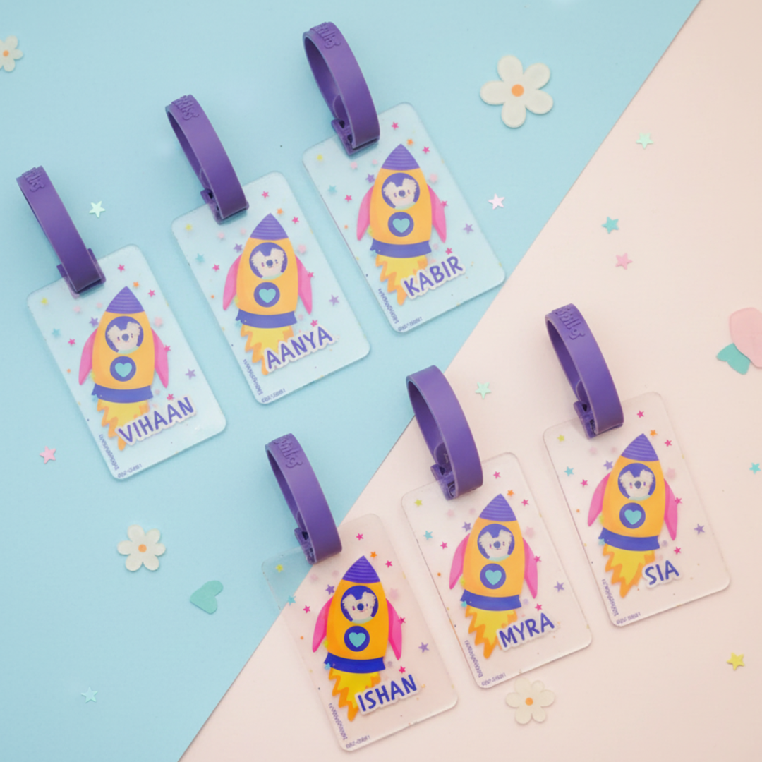 Personalized Rocket Theme Transparent Kids Bag Tag