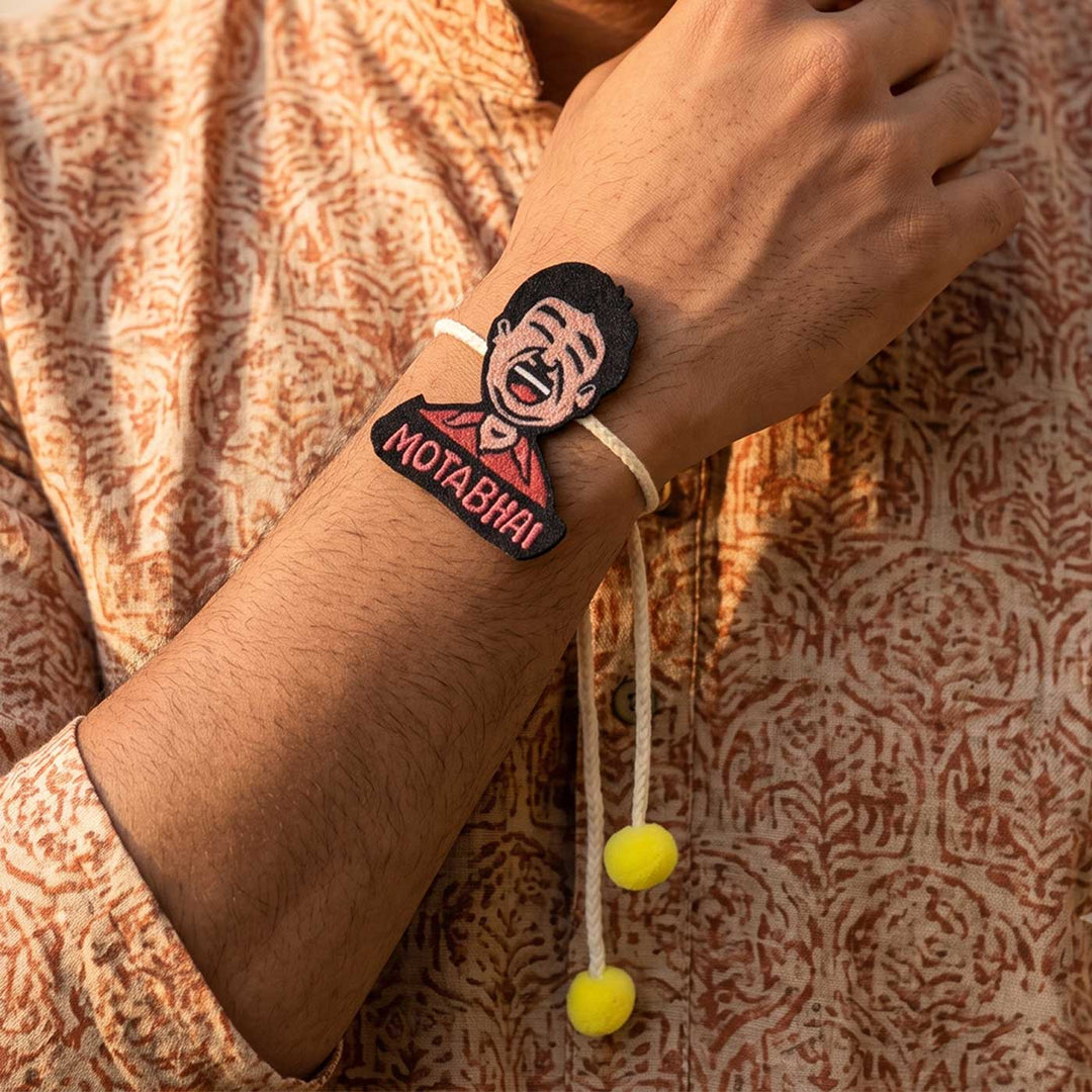 Handmade Reusable "Mota Bhai" Pom - Pom Felt Rakhi For Brother