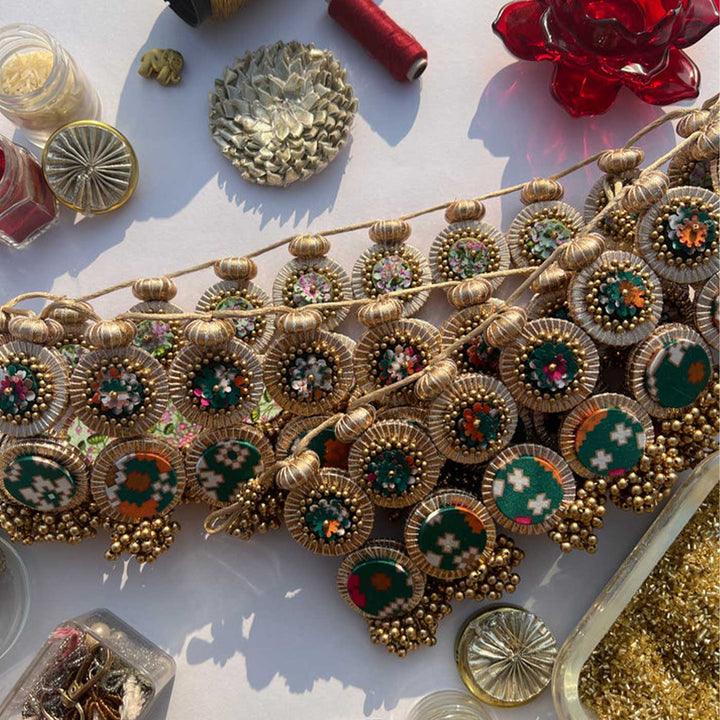 Handmade Bling Cling Green & Pastel Inflorescence Divine Reversible Toran