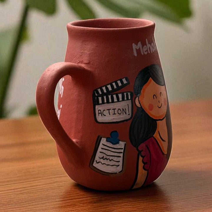 Handpainted Photo Personalized Hobby Theme Clay Mug With Doodles