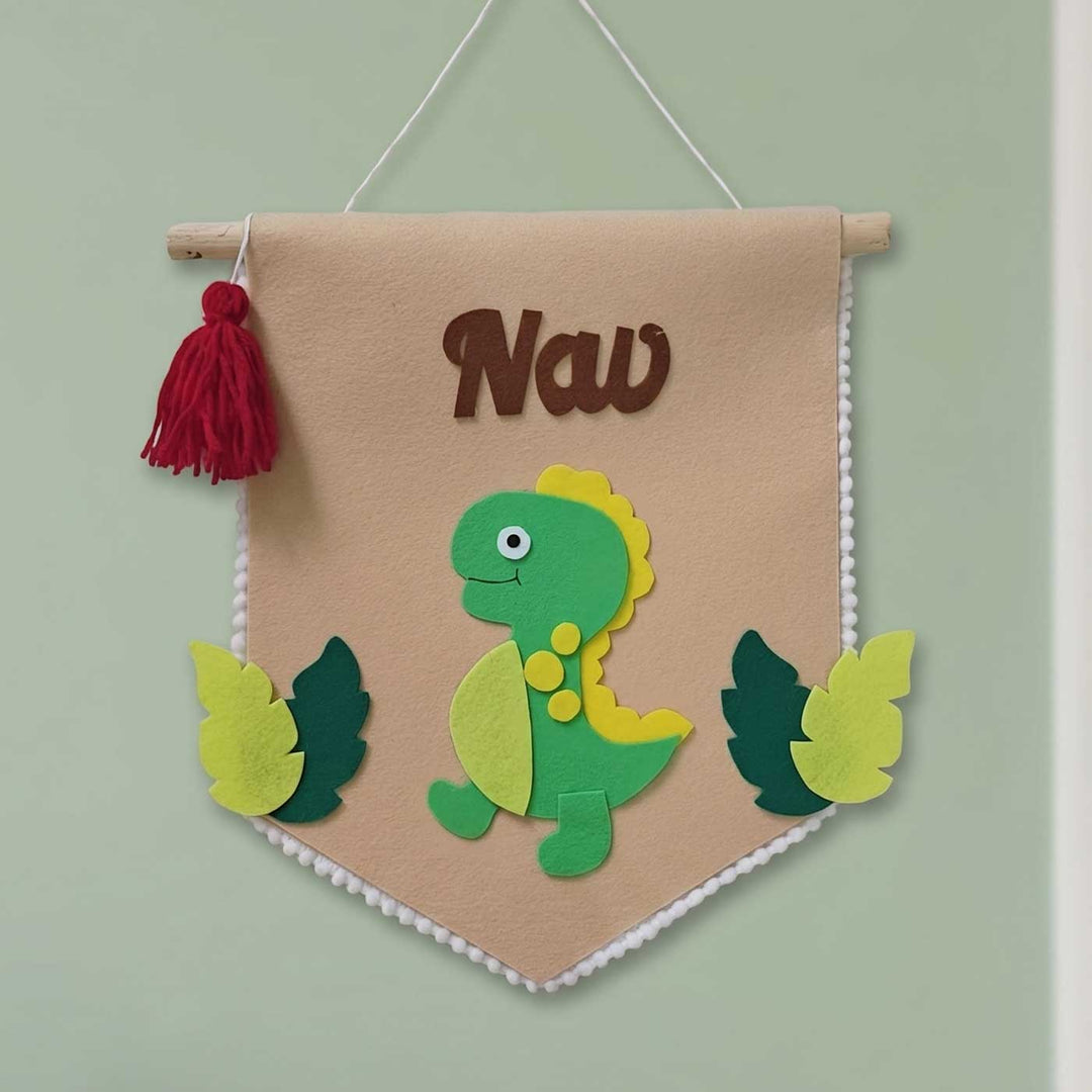 Personalised Dinosaur Felt Door Hanging Nameplate