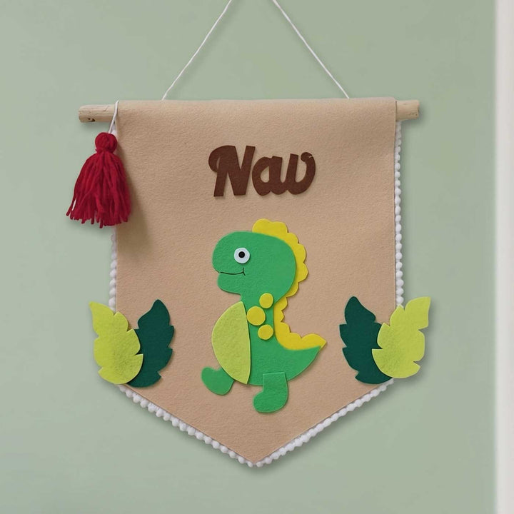 Personalised Dinosaur Felt Door Hanging Nameplate