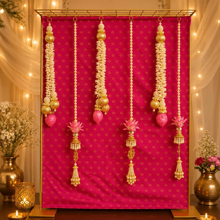 Reusable Drape for Pooja Backdrop Stand, Ready-to-Hang with Buttons, Available in 6 Colours