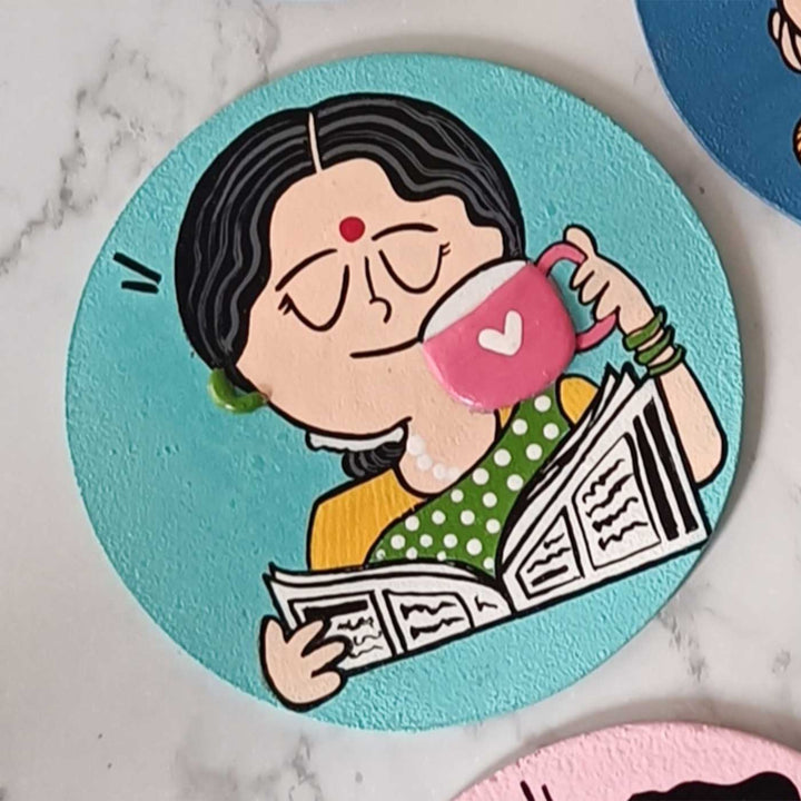 Hand-Painted Mom'S Morning Routine Mdf Wood Fridge Magnet For Mothers