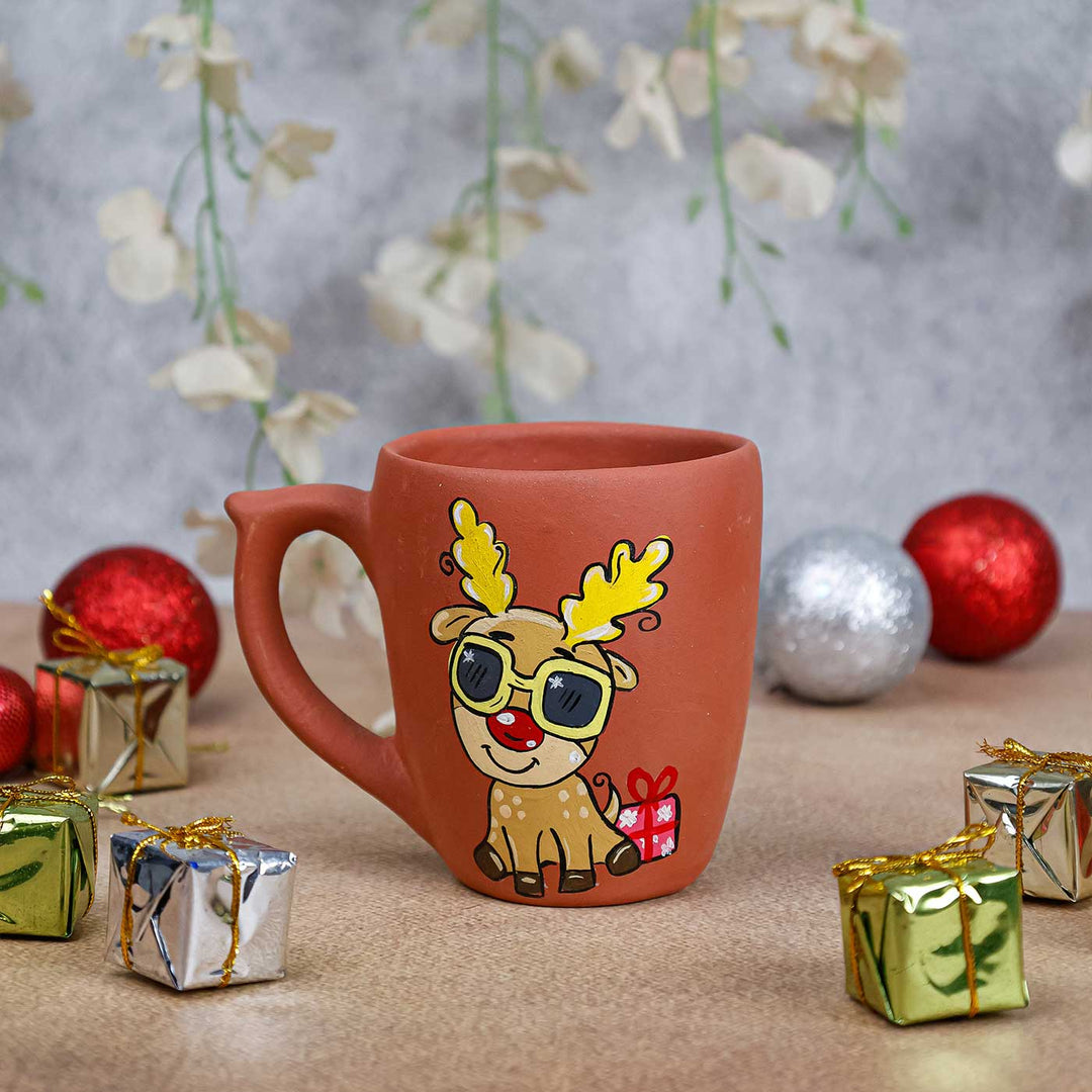 Handmade Reindeer Terracotta Christmas Mug