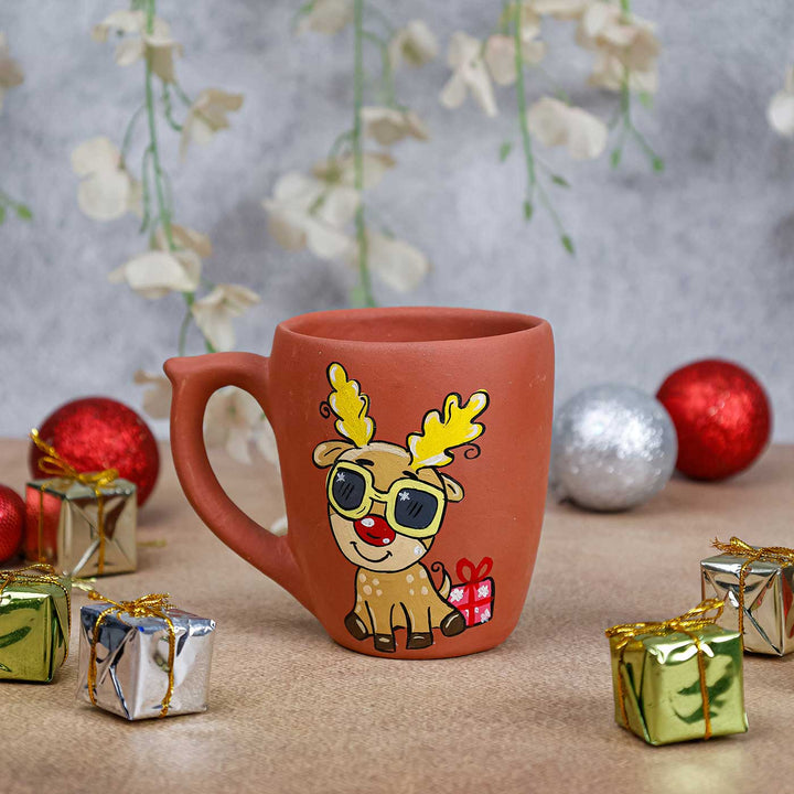 Handmade Reindeer Terracotta Christmas Mug