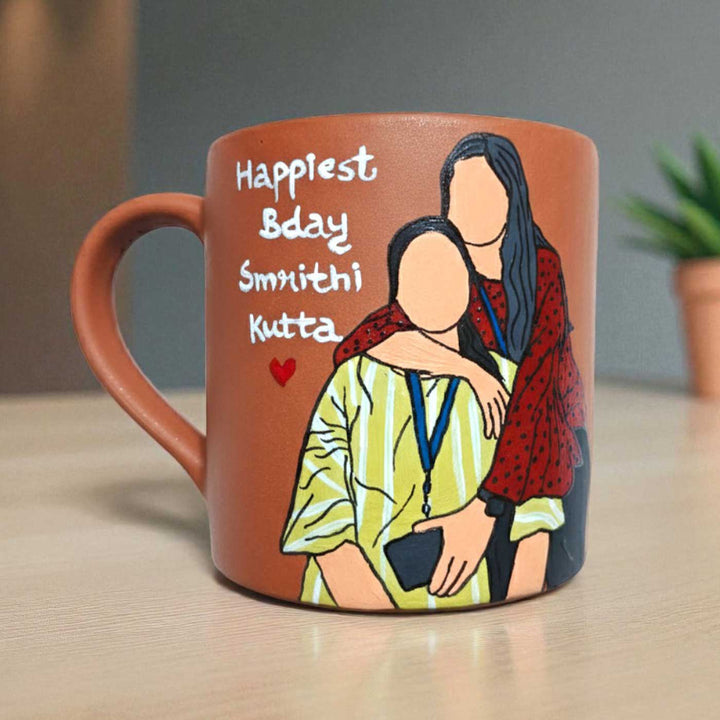 Photo Personalized Hand-Painted Birthday Theme Terracotta Mug