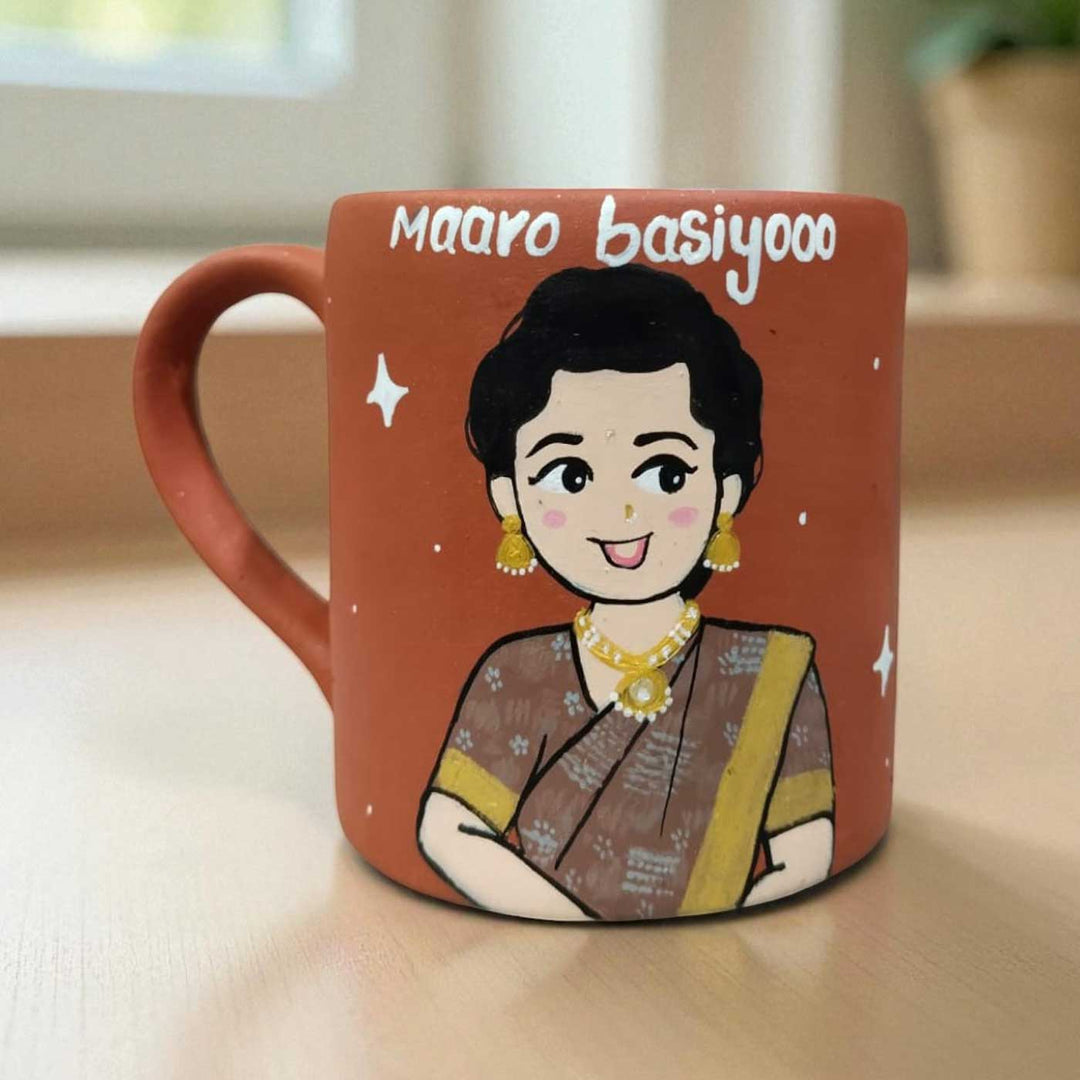 Photo Personalized Hand-Painted Saree Girl Terracotta Mug