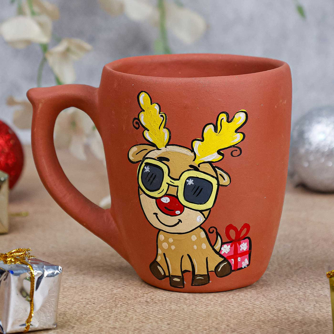 Handmade Reindeer Terracotta Christmas Mug