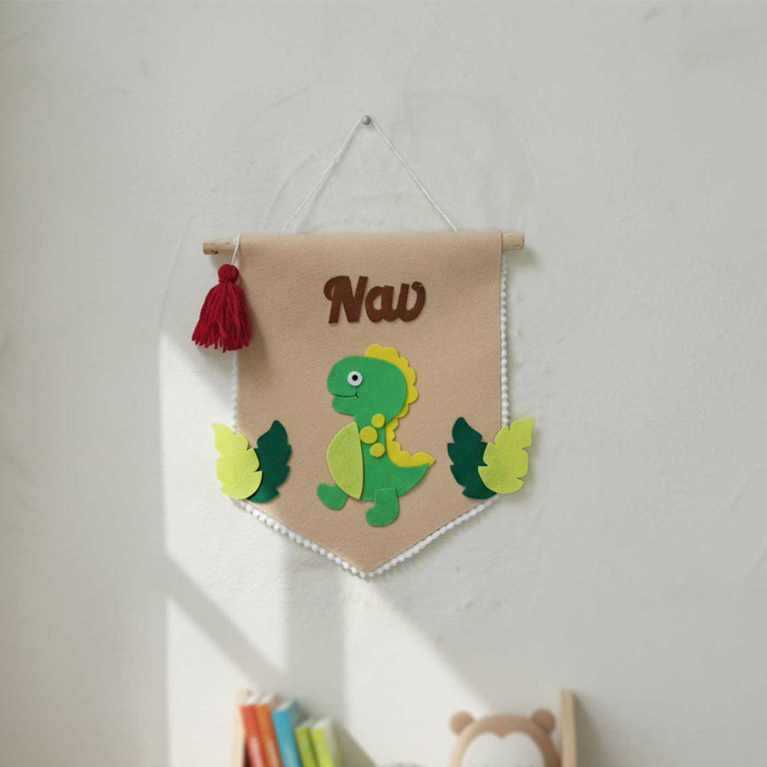 Personalised Dinosaur Felt Door Hanging Nameplate